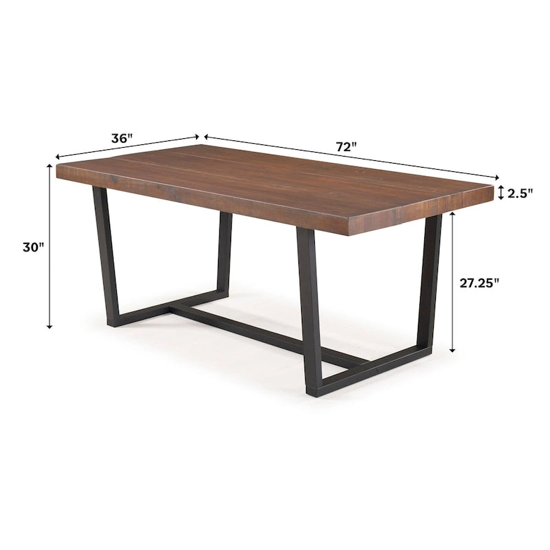 Solid Wood 72-inch Distressed Dining Table
