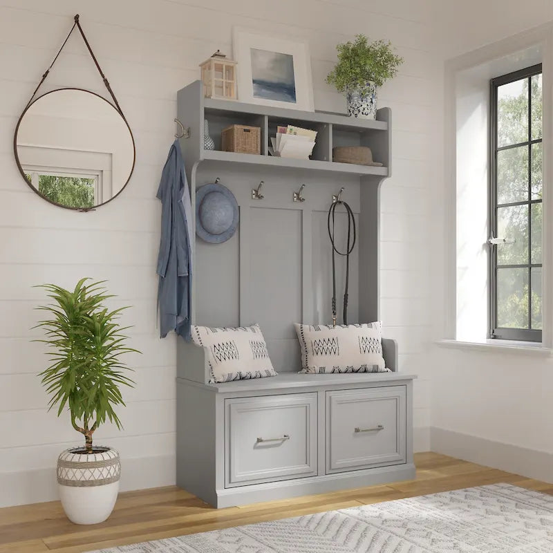 40W Hall Tree and Shoe Bench with Doors