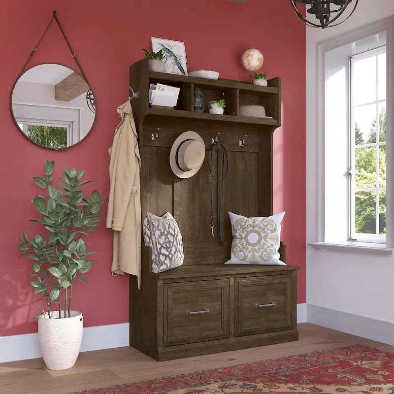 40W Hall Tree and Shoe Bench with Doors