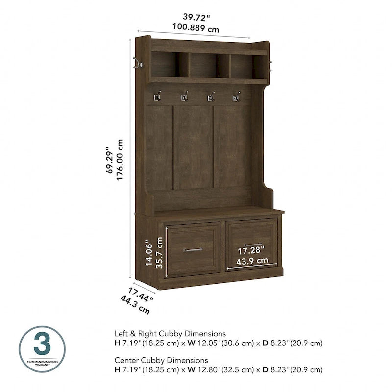 40W Hall Tree and Shoe Bench with Doors