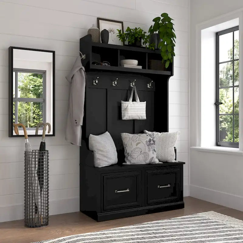 40W Hall Tree and Shoe Bench with Doors