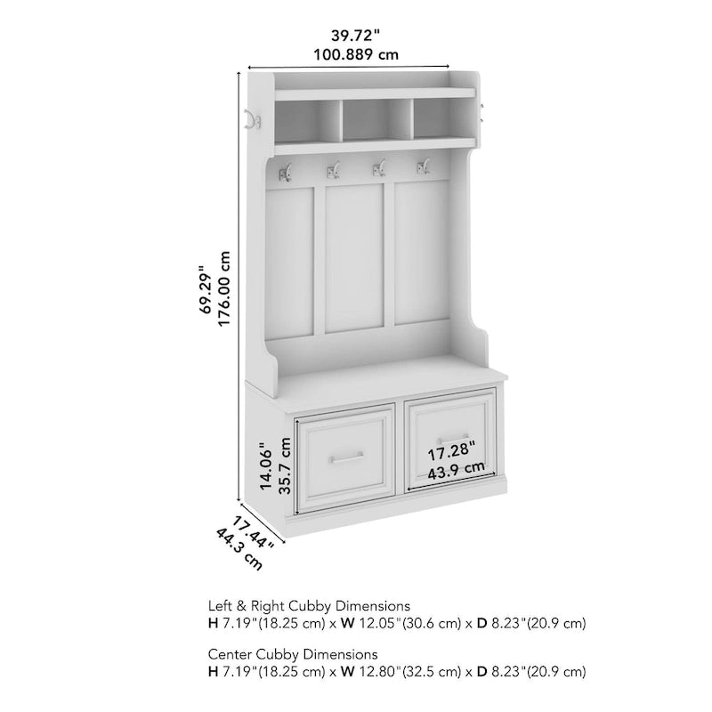 40W Hall Tree and Shoe Bench with Doors