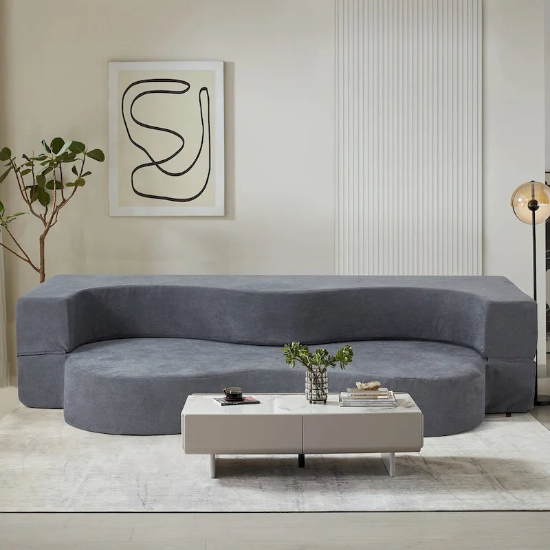 Convertible Folding Sofa Bed with High-Density Foam for Living Room, Guest Room, and Bedroom