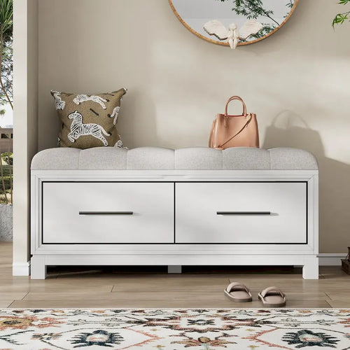 43 Shoe Bench with Removable Cushion & Lift Top Storage, Entryway Bench Wooden End of Bed Bench, Hidden Storage Space
