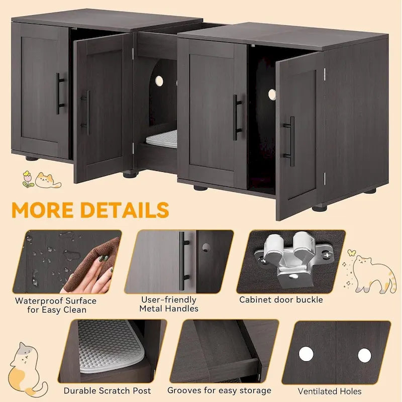 Intimate Double-Room Cat Litter Cabinet Furniture