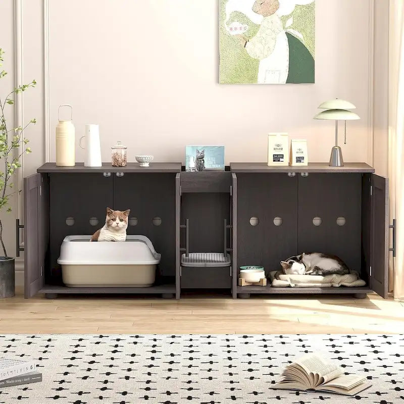 Intimate Double-Room Cat Litter Cabinet Furniture