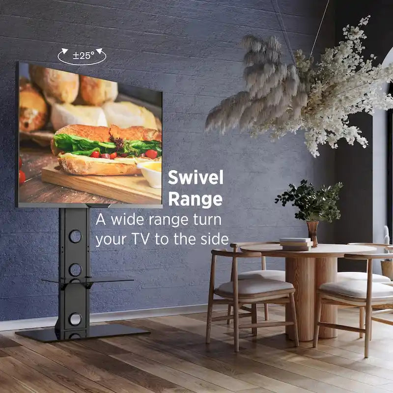 Premium Swivel TV Stand Mount for 37-72 Screens with Shelving, Holds up to 110 Lbs