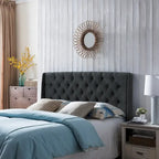 Testiera queen-size con schienale ad ali e lussuoso design capitonné