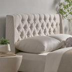 Testiera queen-size con schienale ad ali e lussuoso design capitonné