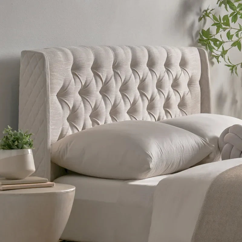 Queen Wingback Headboard Luxurious Tufted Design