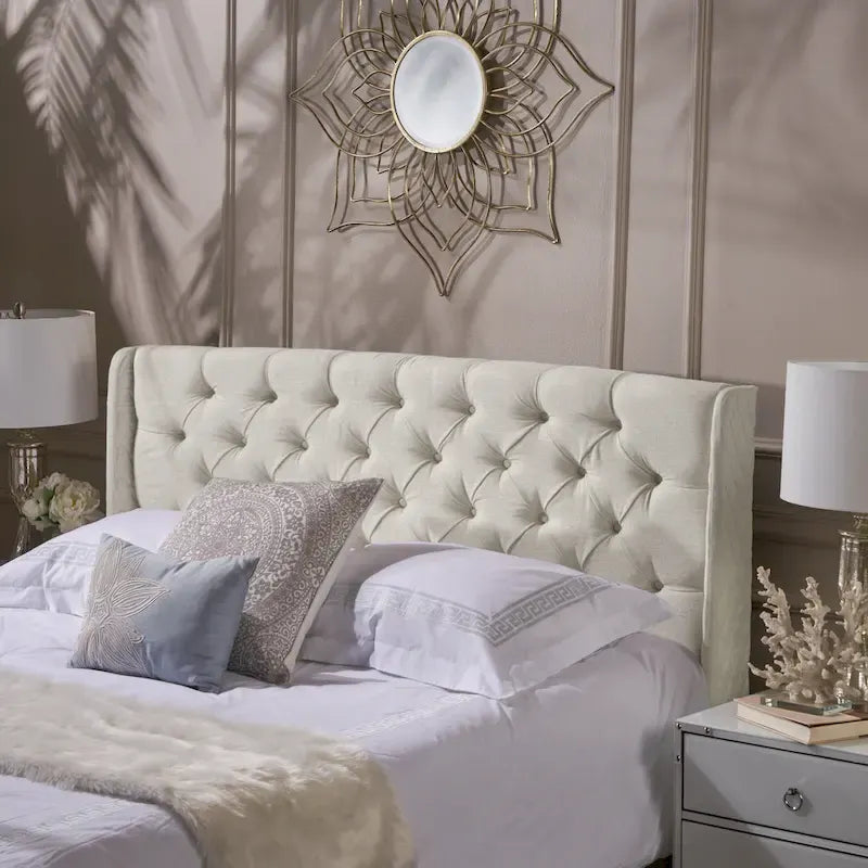 Queen Wingback Headboard Luxurious Tufted Design
