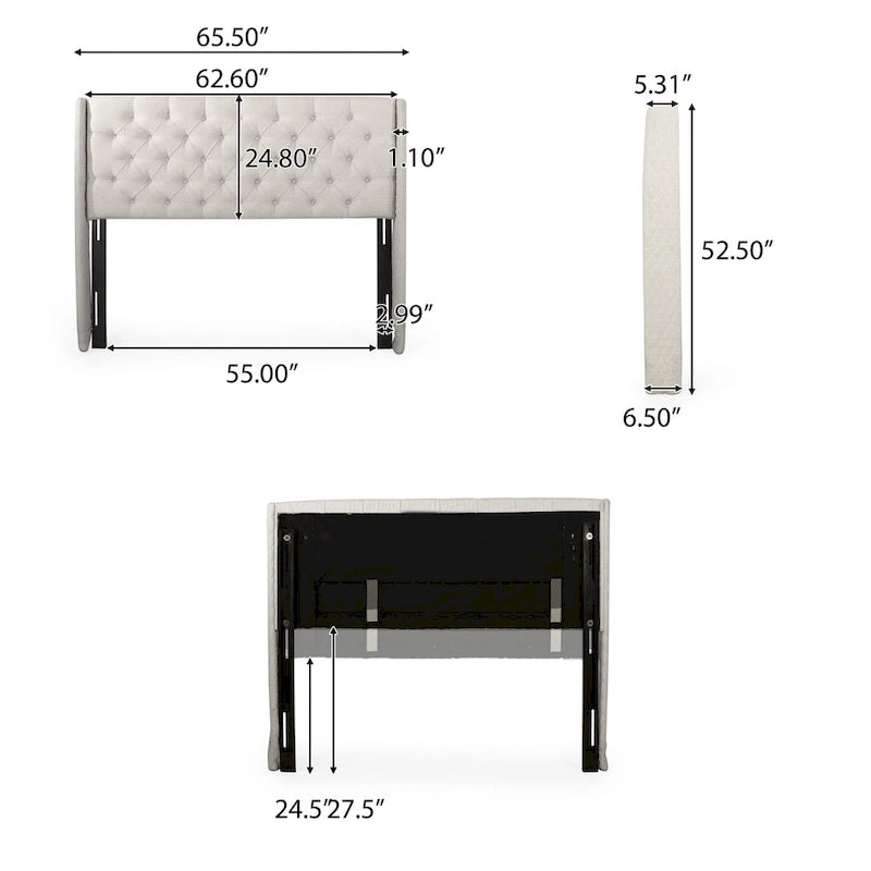 Queen Wingback Headboard Luxurious Tufted Design