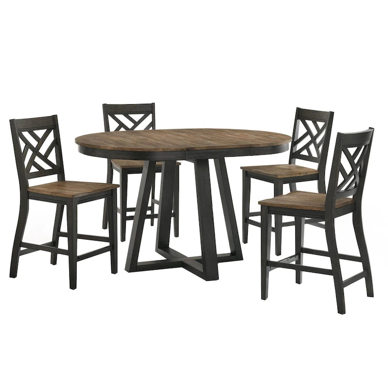 Round Counter Table with Trestle-styled based, Brushed Brown & Pecan