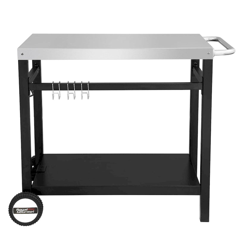 Royal Gourmet Double Shelf Movable Dining Cart Work Table with Handle - N/A