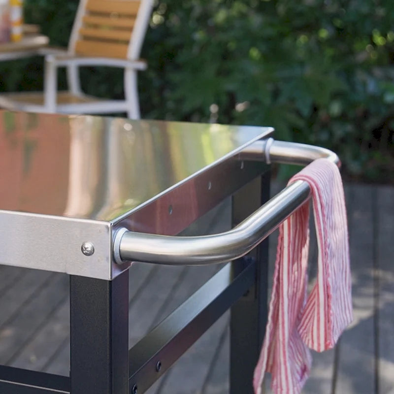 Double Shelf Movable Dining Cart Work Table with Handle - N/A