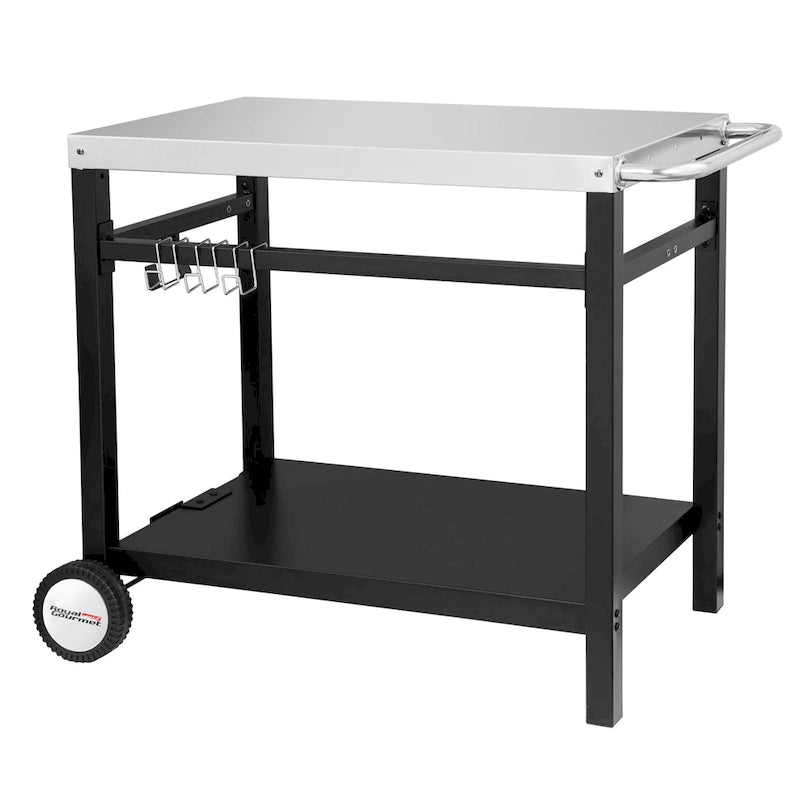 Double Shelf Movable Dining Cart Work Table with Handle - N/A