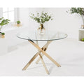 Round Glass Dining Table with Gold Star Base (36) - 29.5H x 36W x 36D