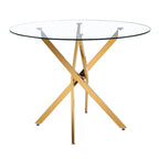 Runder Esstisch aus Glas mit goldenem Sternfuß (36) - 29.5H x 36W x 36D