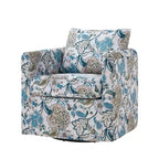 Modern Slipcovered Swivel Chair with Removable Cushion