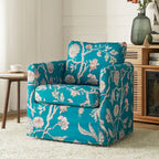 Modern Slipcovered Swivel Chair with Removable Cushion