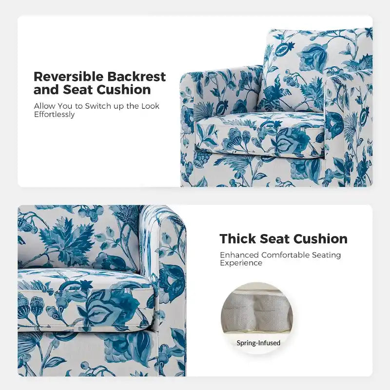 Modern Slipcovered Swivel Chair with Removable Cushion