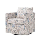 Modern Slipcovered Swivel Chair with Removable Cushion