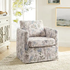Modern Slipcovered Swivel Chair with Removable Cushion