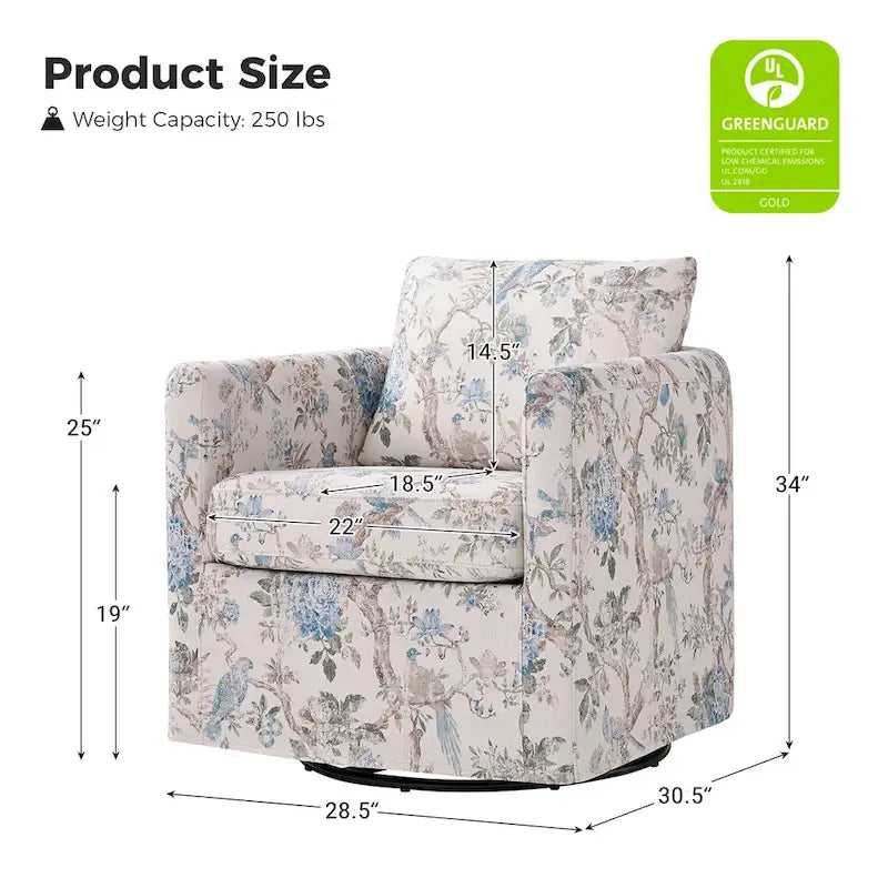 Modern Slipcovered Swivel Chair with Removable Cushion