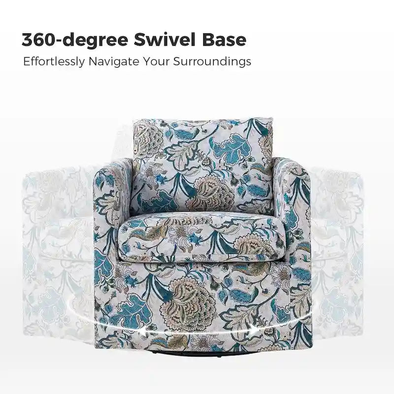 Modern Slipcovered Swivel Chair with Removable Cushion