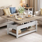 Lift Top Coffee Table Extendable Tabletop with Hidden Storage and Shelves