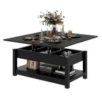 Lift Top Coffee Table Extendable Tabletop with Hidden Storage and Shelves
