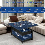 Lift Top Coffee Table Extendable Tabletop with Hidden Storage and Shelves