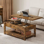 Lift Top Coffee Table Extendable Tabletop with Hidden Storage and Shelves