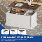 Lift Top Coffee Table Extendable Tabletop with Hidden Storage and Shelves