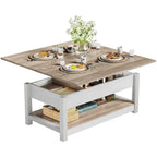 Lift Top Coffee Table Extendable Tabletop with Hidden Storage and Shelves