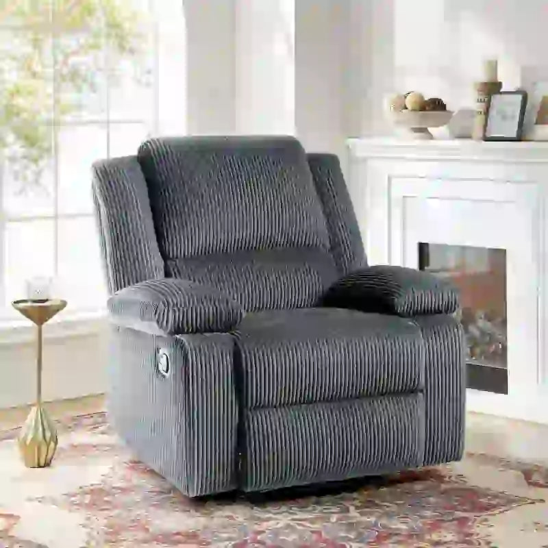 Vegan Leather Upholstered Push Back Manual Recliner Chair