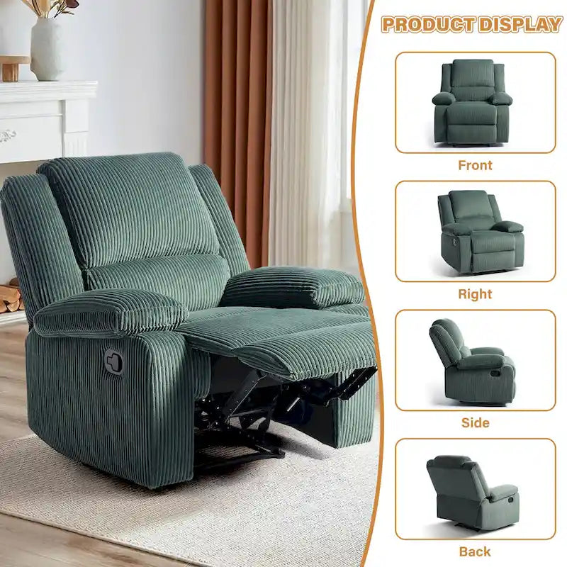 Vegan Leather Upholstered Push Back Manual Recliner Chair