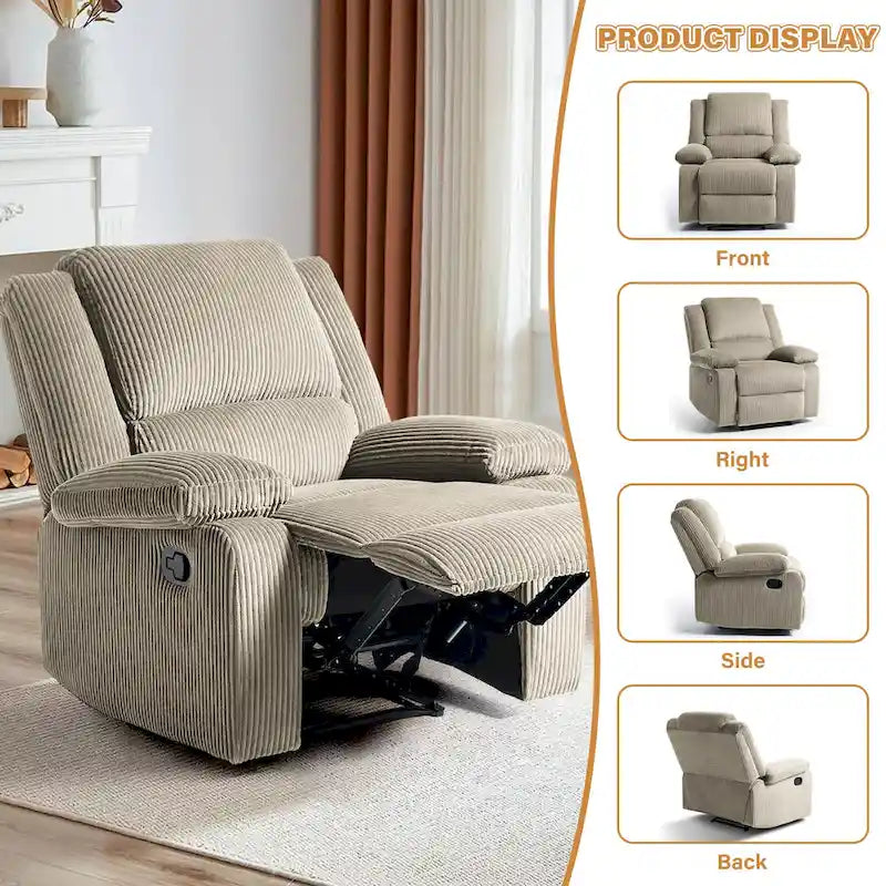 Vegan Leather Upholstered Push Back Manual Recliner Chair
