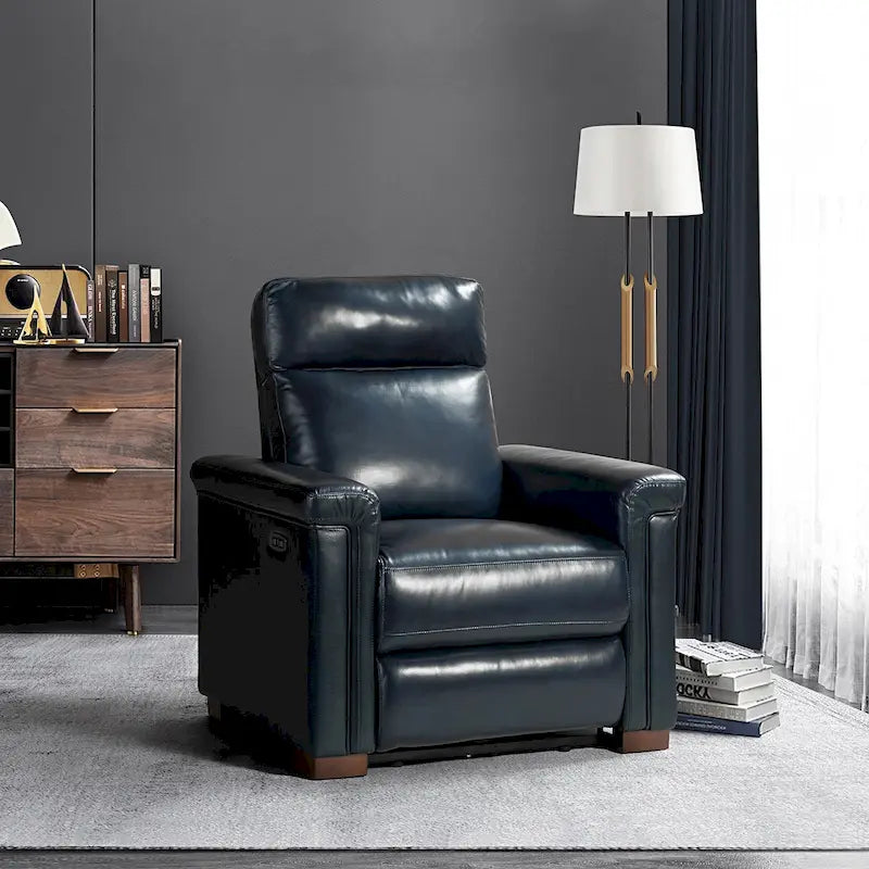 34.65 Wide Contemporary Classic Genuine Leather Power Recliner With USB Port