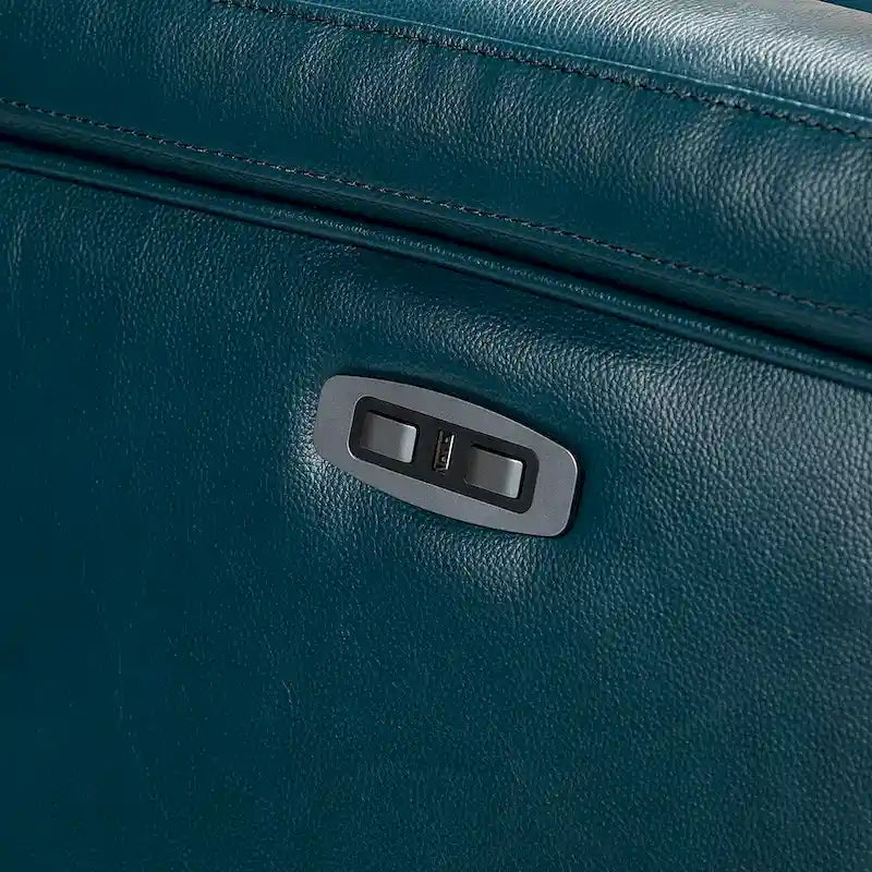 34.65 Wide Contemporary Classic Genuine Leather Power Recliner With USB Port