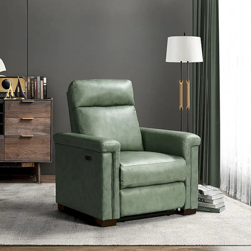 34.65 Wide Contemporary Classic Genuine Leather Power Recliner With USB Port