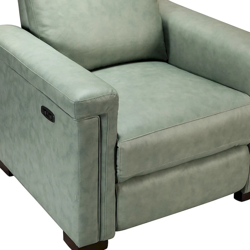34.65 Wide Contemporary Classic Genuine Leather Power Recliner With USB Port