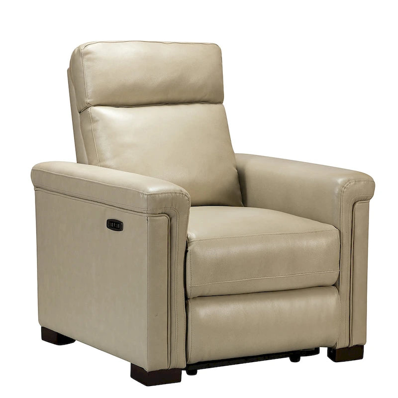 34.65 Wide Contemporary Classic Genuine Leather Power Recliner With USB Port