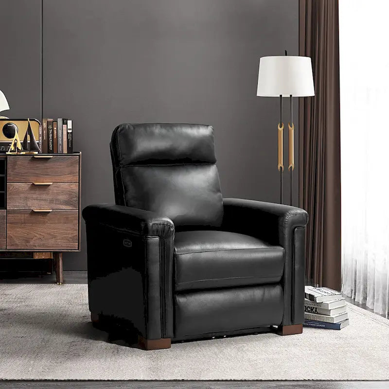 34.65 Wide Contemporary Classic Genuine Leather Power Recliner With USB Port
