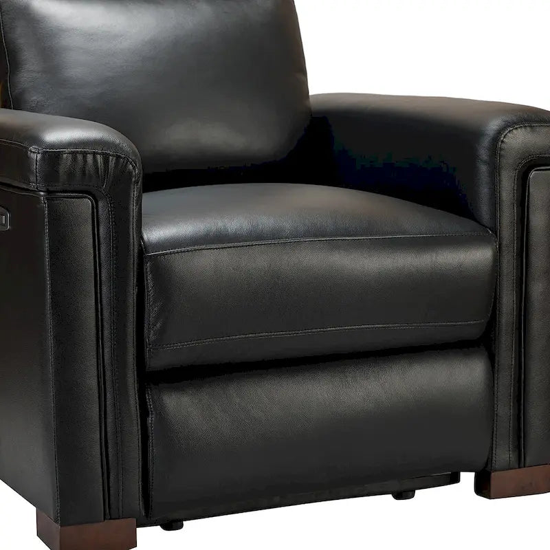 34.65 Wide Contemporary Classic Genuine Leather Power Recliner With USB Port