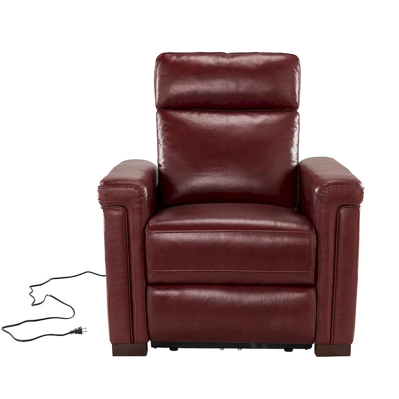 34.65 Wide Contemporary Classic Genuine Leather Power Recliner With USB Port