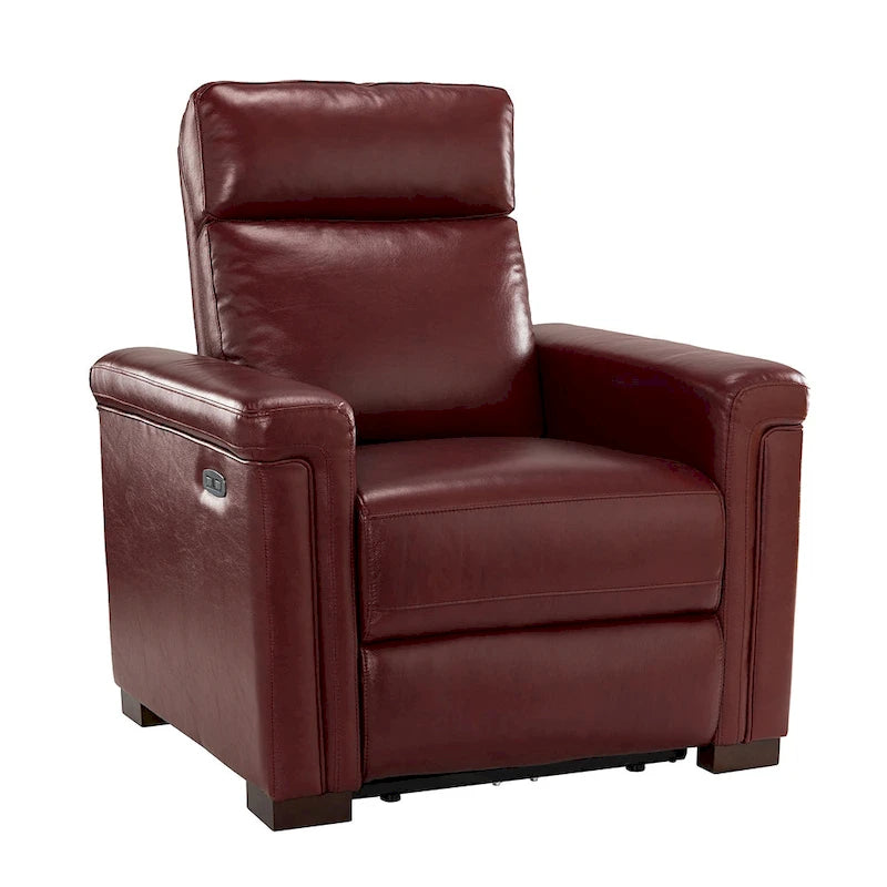 34.65 Wide Contemporary Classic Genuine Leather Power Recliner With USB Port