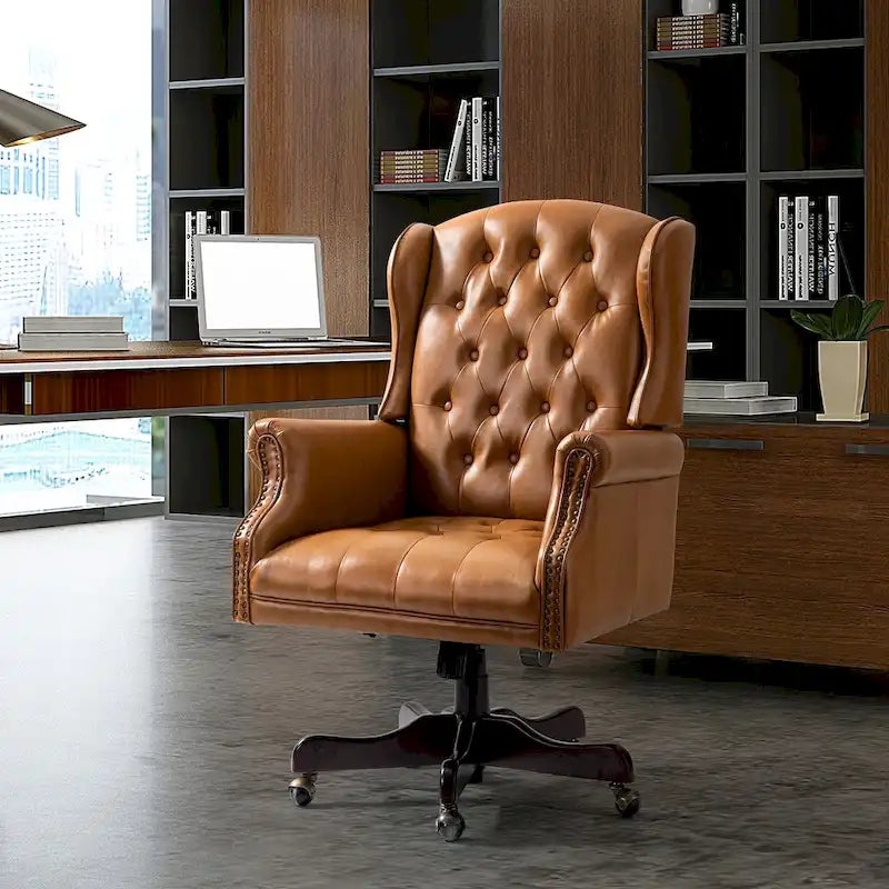 Maximiliano Modern Swivel Executive Chair with Tufted Back by HULALA HOME