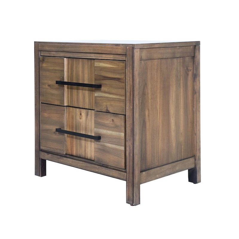 Transitional Solid Wood 2-Drawer Nightstand