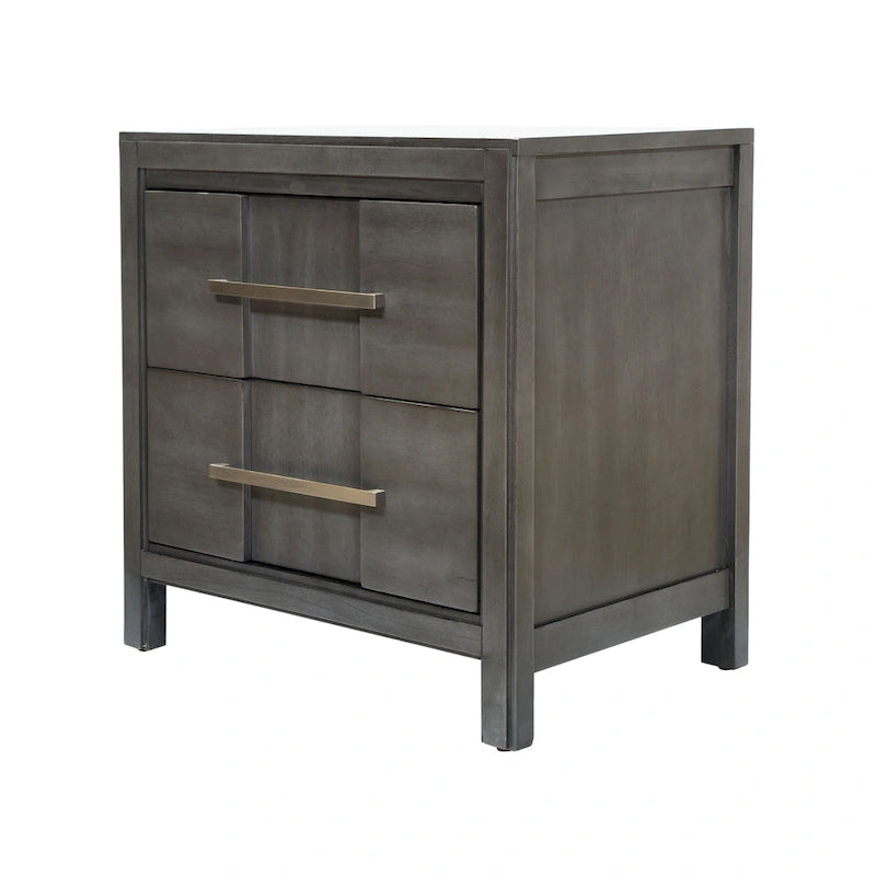 Transitional Solid Wood 2-Drawer Nightstand